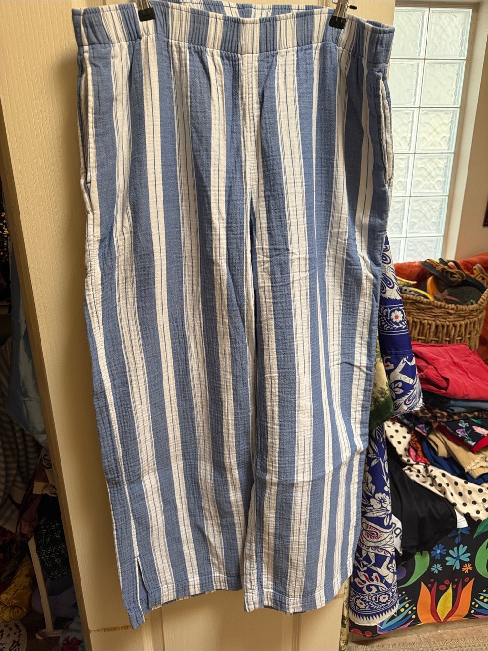 Old Navy Blue and White Striped Cotton Jogger Pants